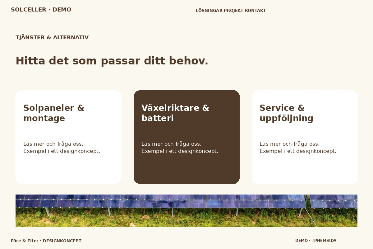 Före & Efter – Tjänster & alternativ för solceller
