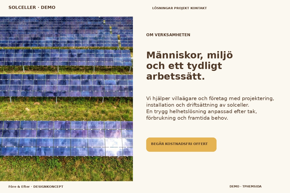 Före & Efter – Om verksamheten för solceller