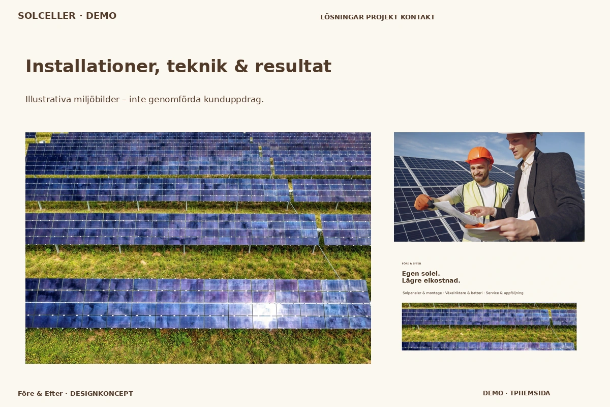 Före & Efter – Installationer, teknik & resultat för solceller