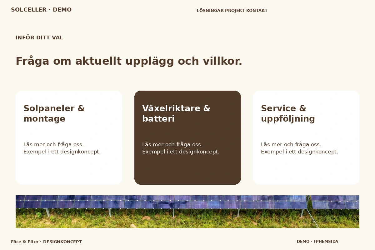 Före & Efter – Alternativ & villkor för solceller