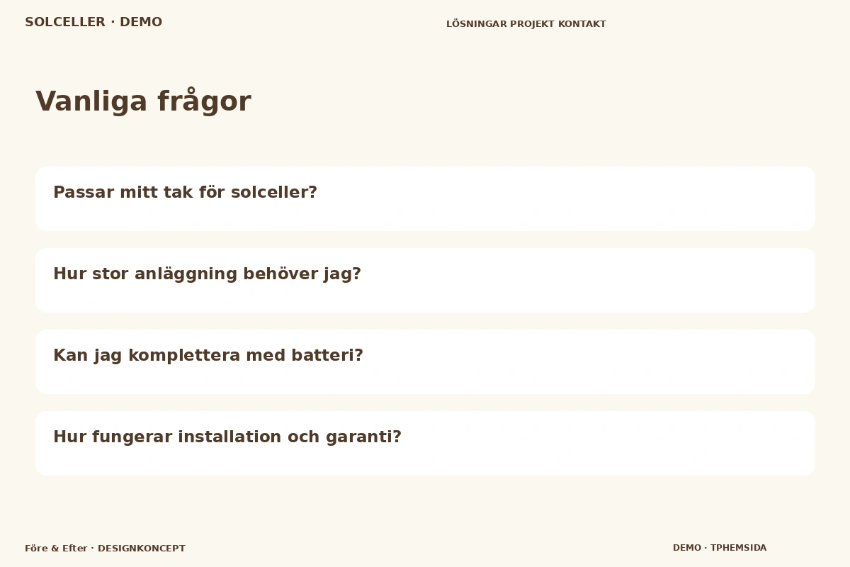 Före & Efter – Vanliga frågor för solceller