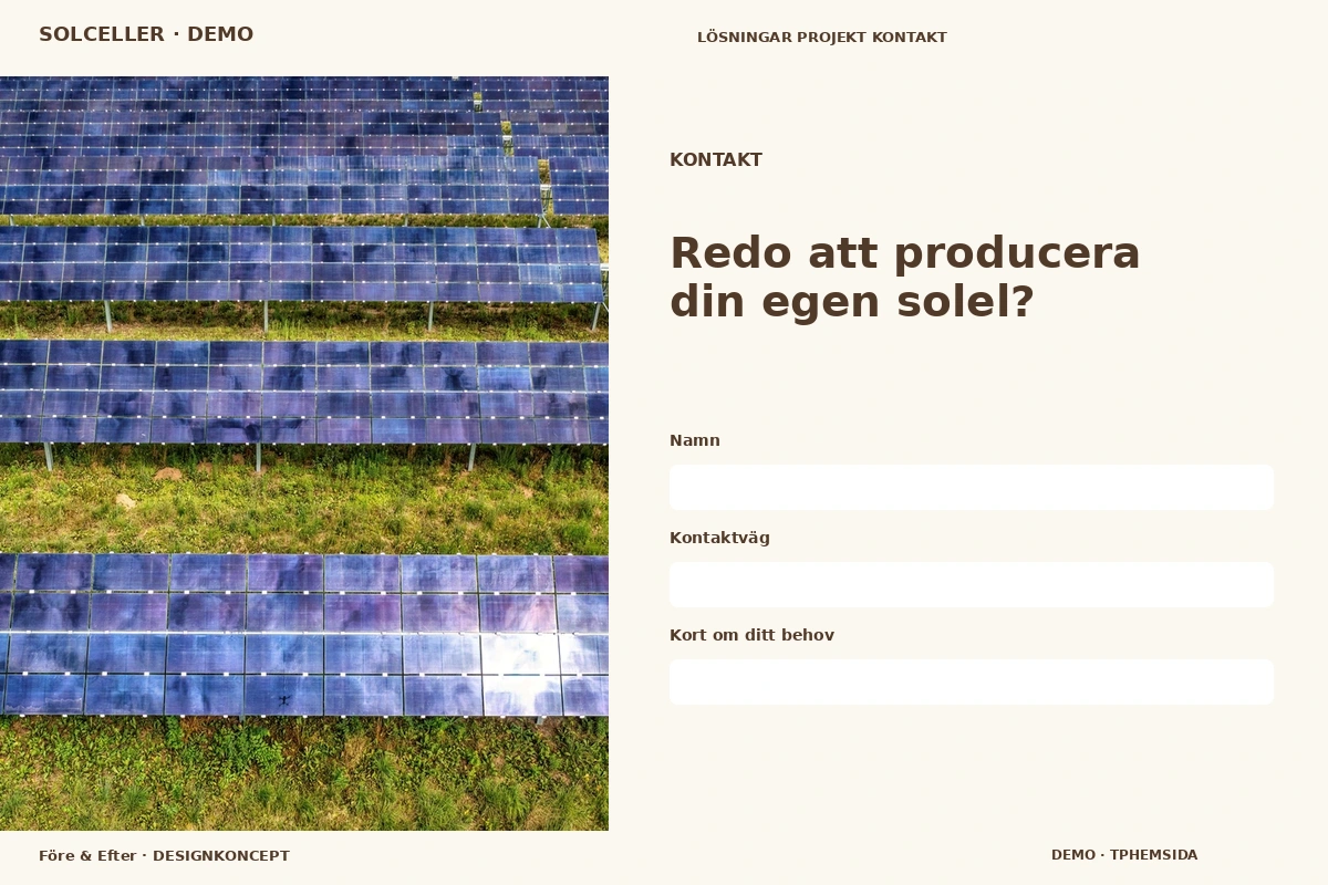 Före & Efter – Kontakt för solceller