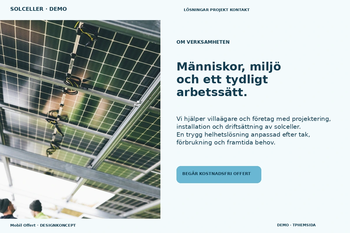 Mobil Offert – Om verksamheten för solceller