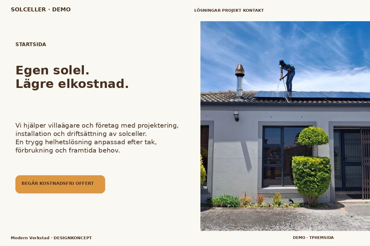 Modern Verkstad – Startsida för solceller