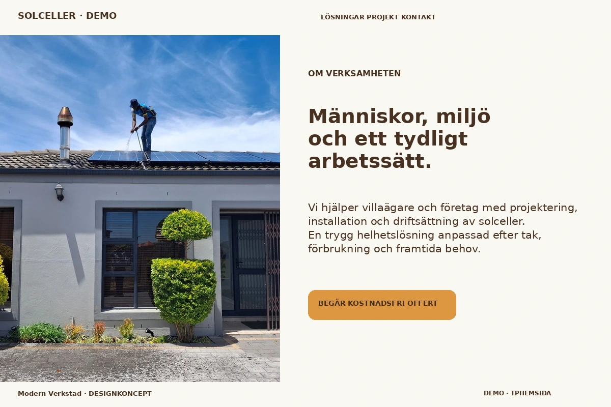 Modern Verkstad – Om verksamheten för solceller