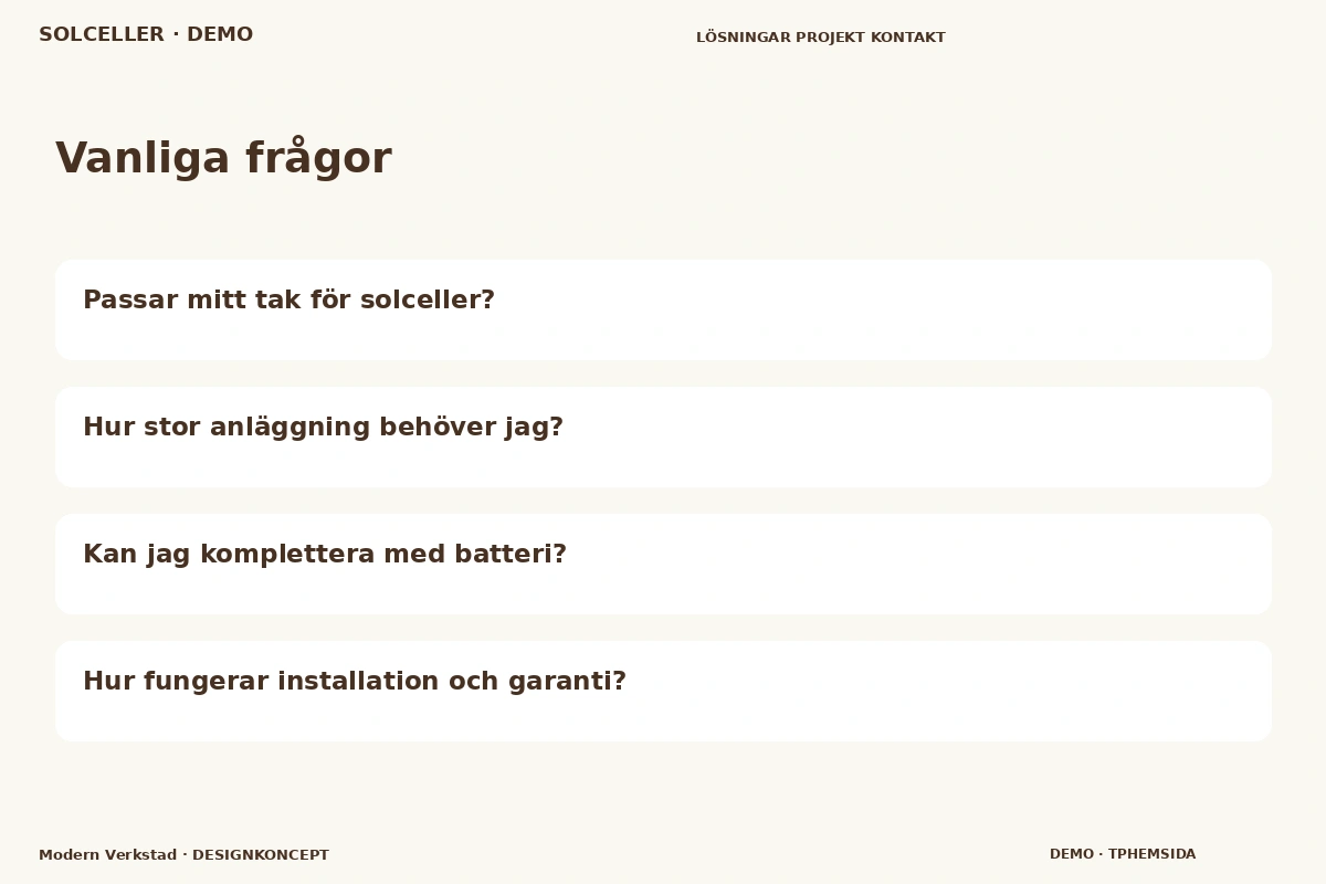Modern Verkstad – Vanliga frågor för solceller