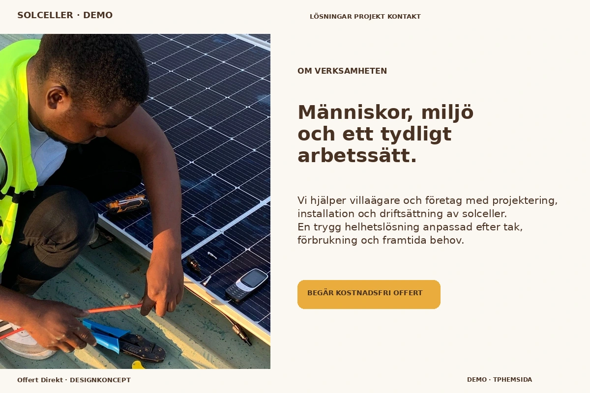 Offert Direkt – Om verksamheten för solceller