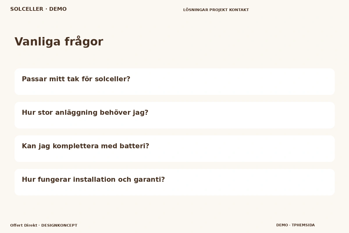 Offert Direkt – Vanliga frågor för solceller