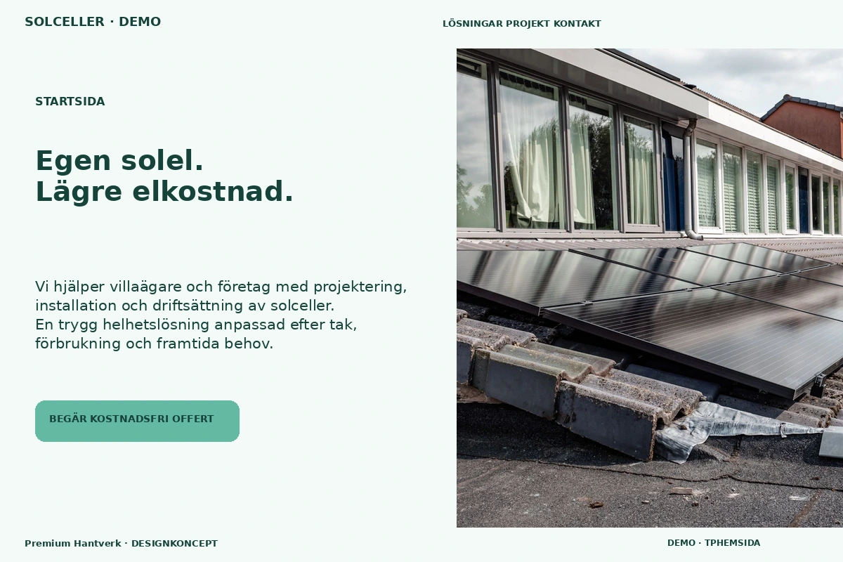Premium Hantverk – Startsida för solceller