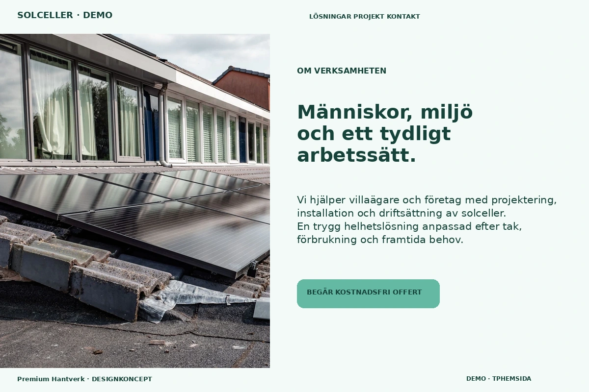 Premium Hantverk – Om verksamheten för solceller