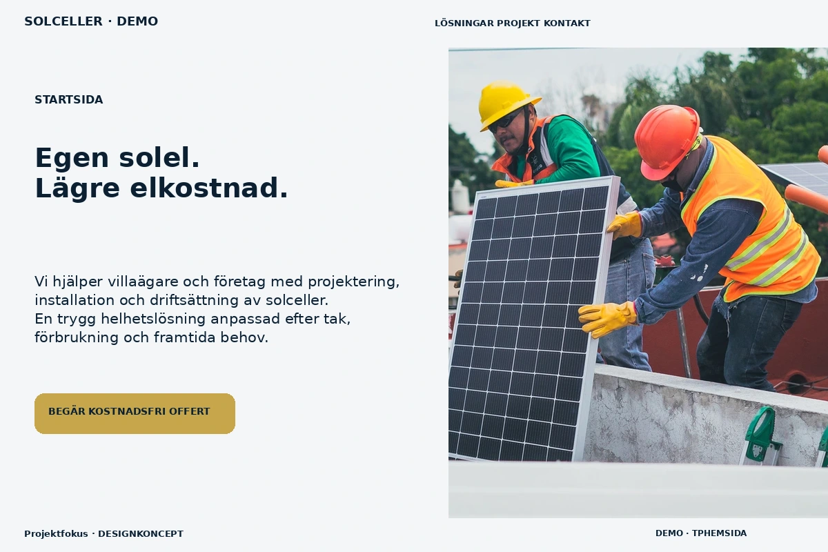 Projektfokus – Startsida för solceller