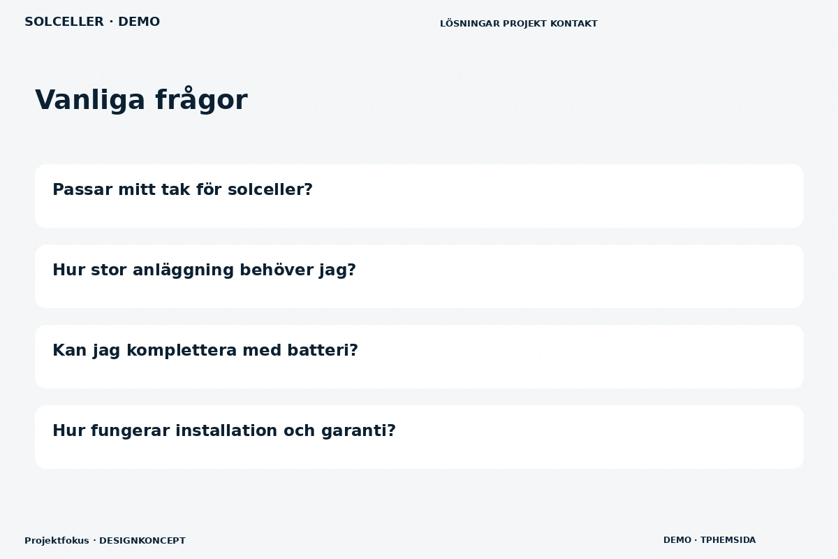 Projektfokus – Vanliga frågor för solceller