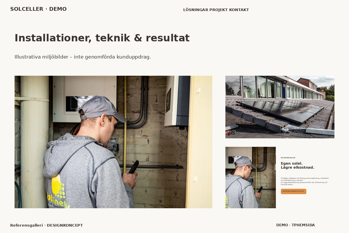 Referensgalleri – Installationer, teknik & resultat för solceller
