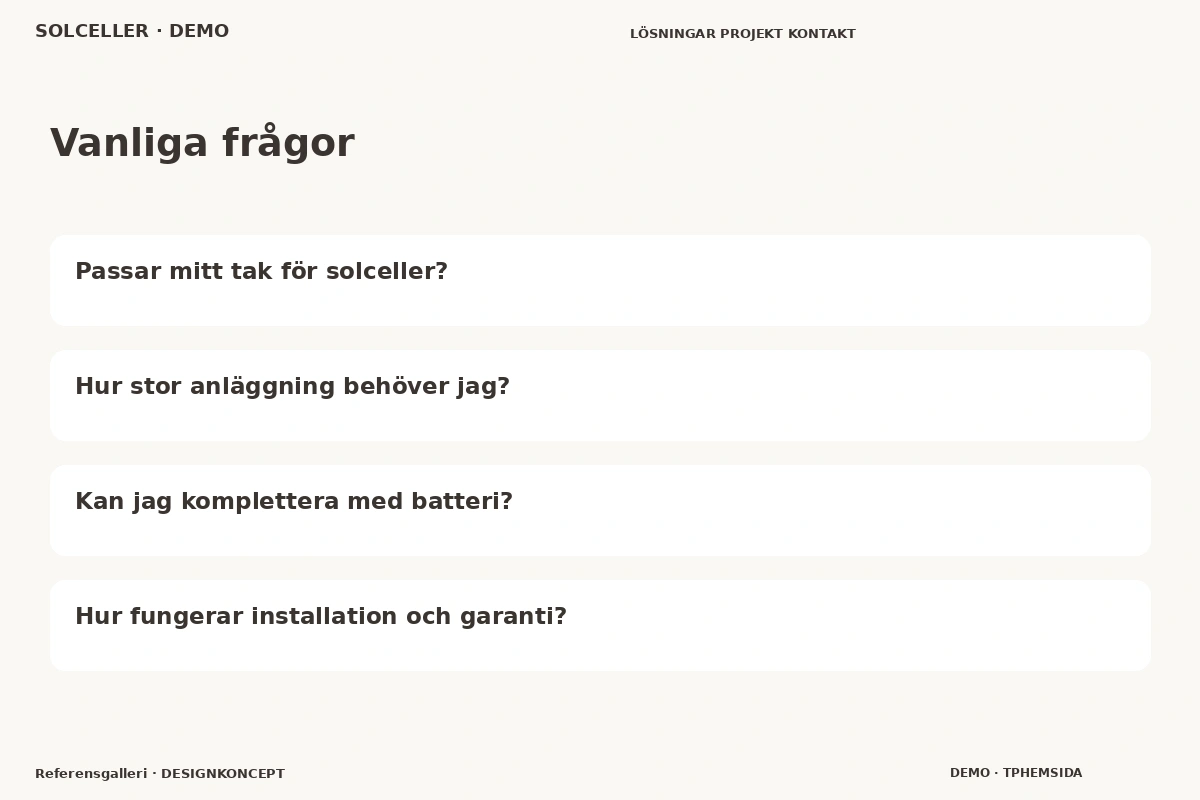 Referensgalleri – Vanliga frågor för solceller