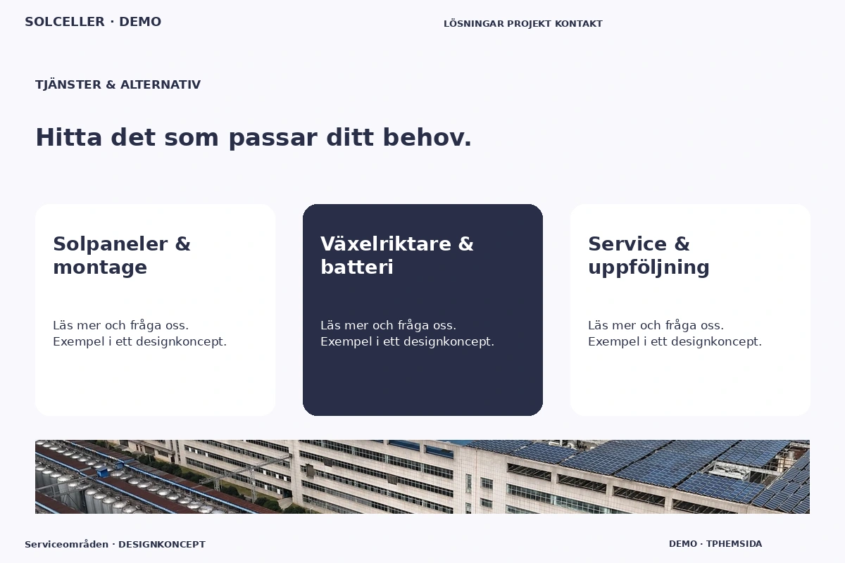 Serviceområden – Tjänster & alternativ för solceller
