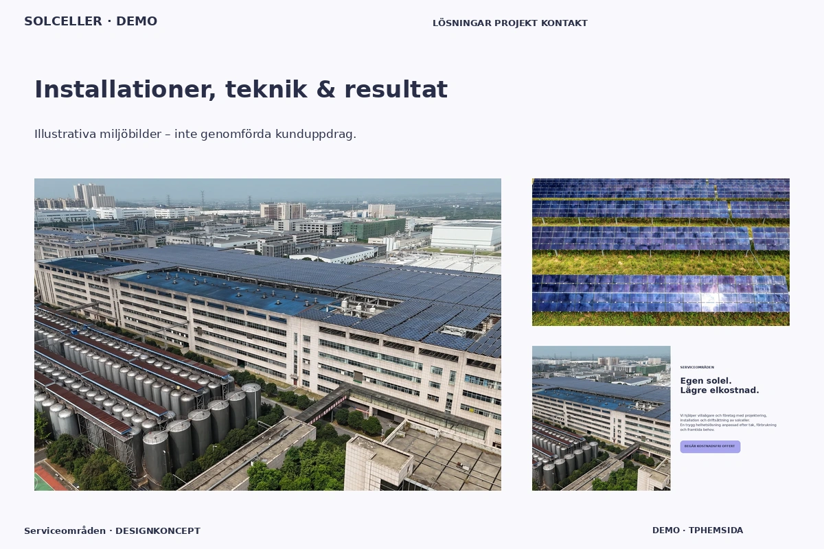 Serviceområden – Installationer, teknik & resultat för solceller