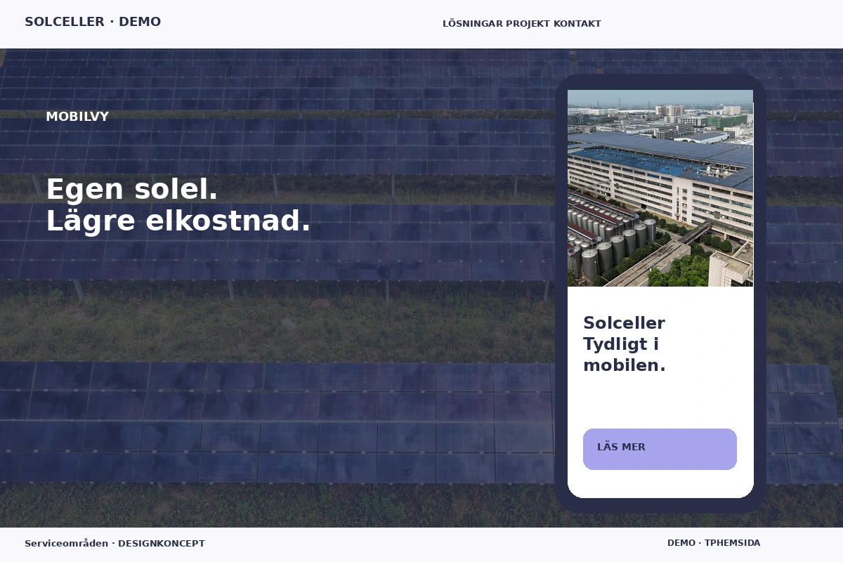 Serviceområden – Mobilvy för solceller