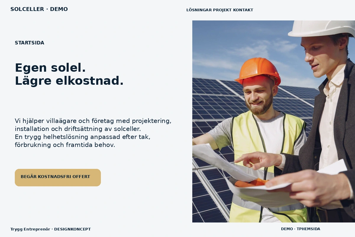 Trygg Entreprenör – Startsida för solceller
