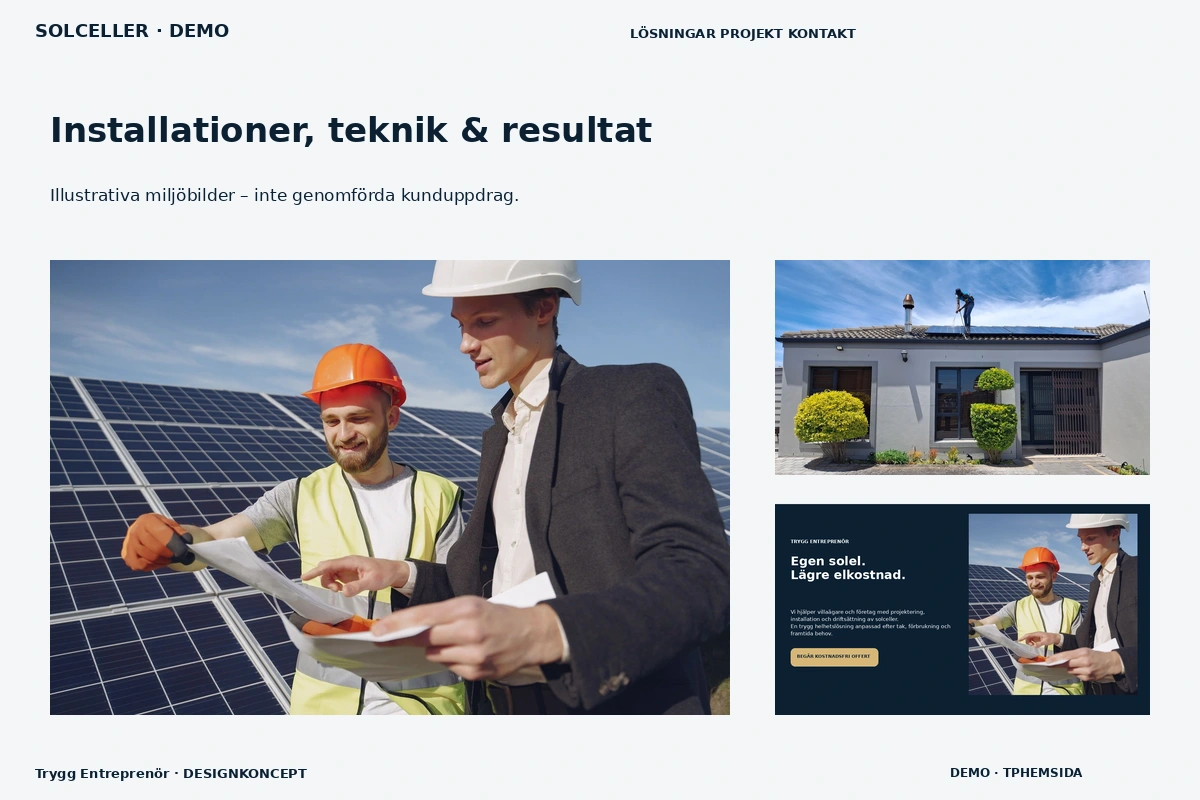 Trygg Entreprenör – Installationer, teknik & resultat för solceller