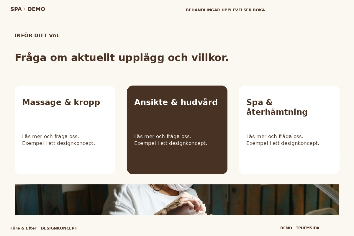 Före & Efter – Alternativ & villkor för spa