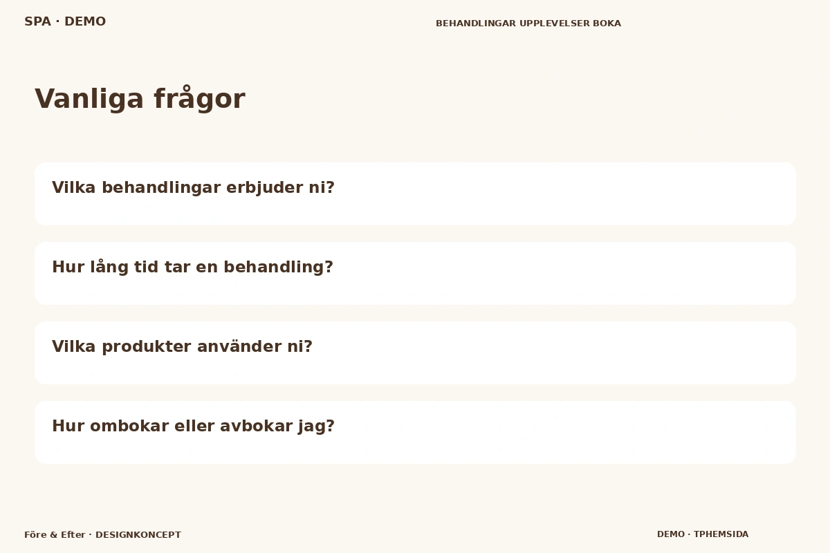 Före & Efter – Vanliga frågor för spa