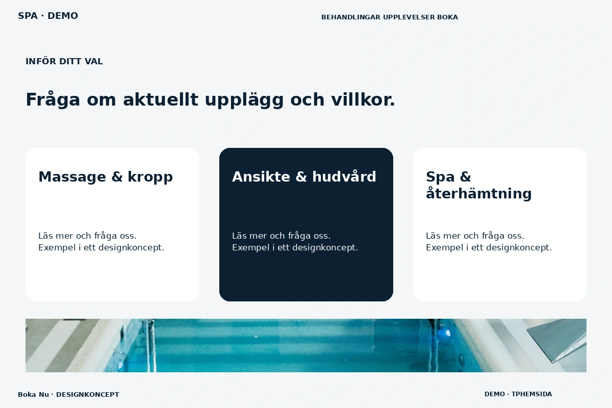 Boka Nu – Alternativ & villkor för spa
