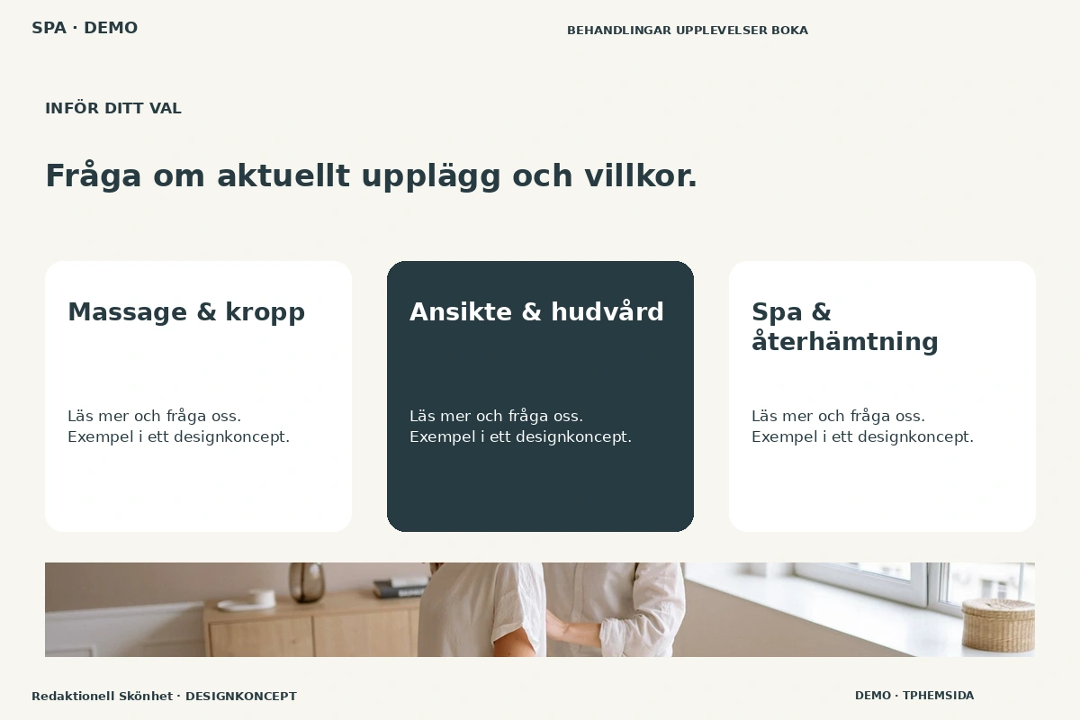 Redaktionell Skönhet – Alternativ & villkor för spa