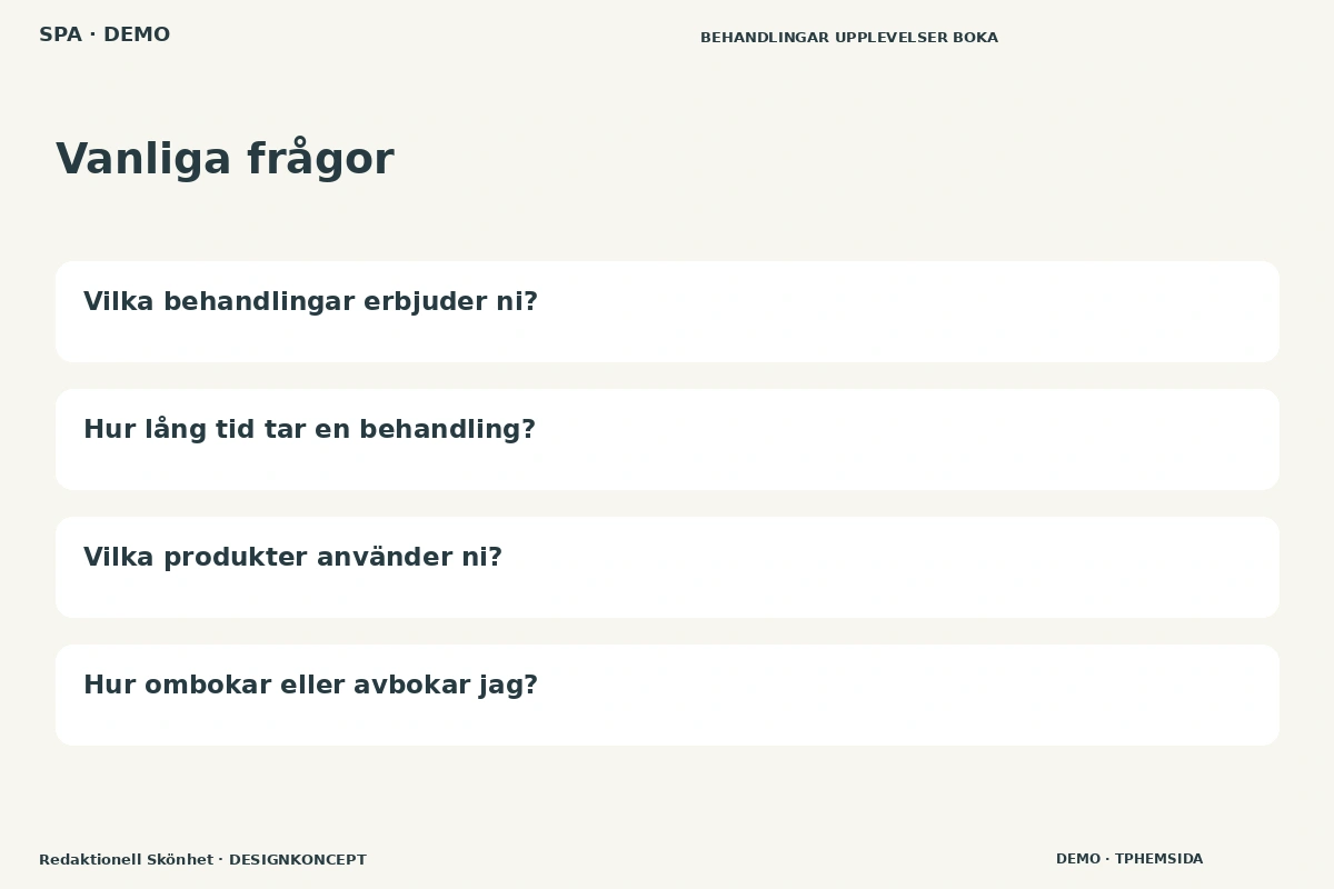Redaktionell Skönhet – Vanliga frågor för spa