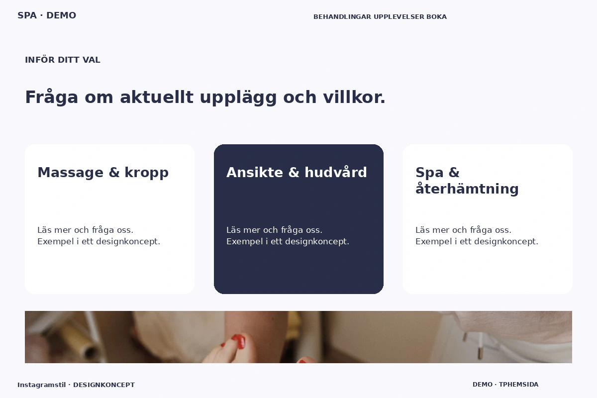 Instagramstil – Alternativ & villkor för spa