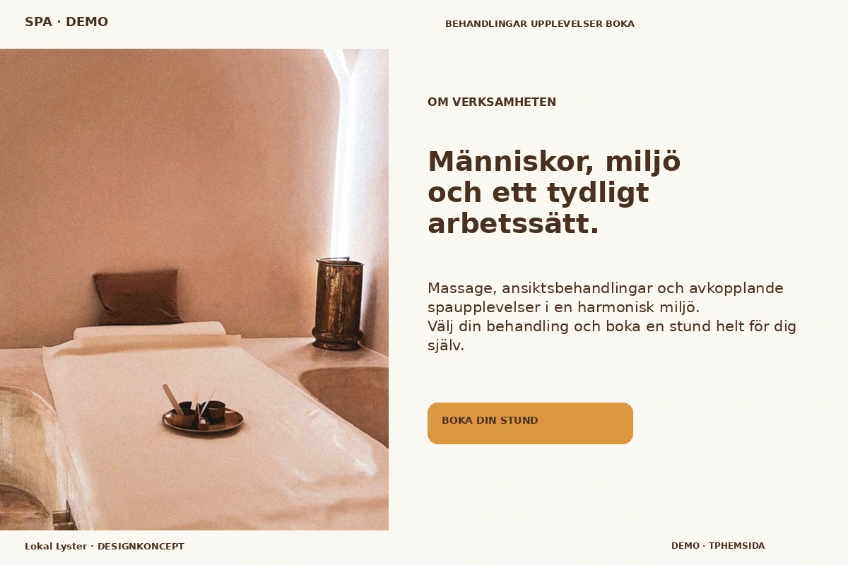 Lokal Lyster – Om verksamheten för spa