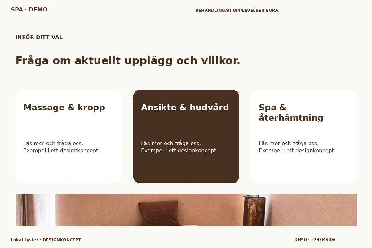 Lokal Lyster – Alternativ & villkor för spa