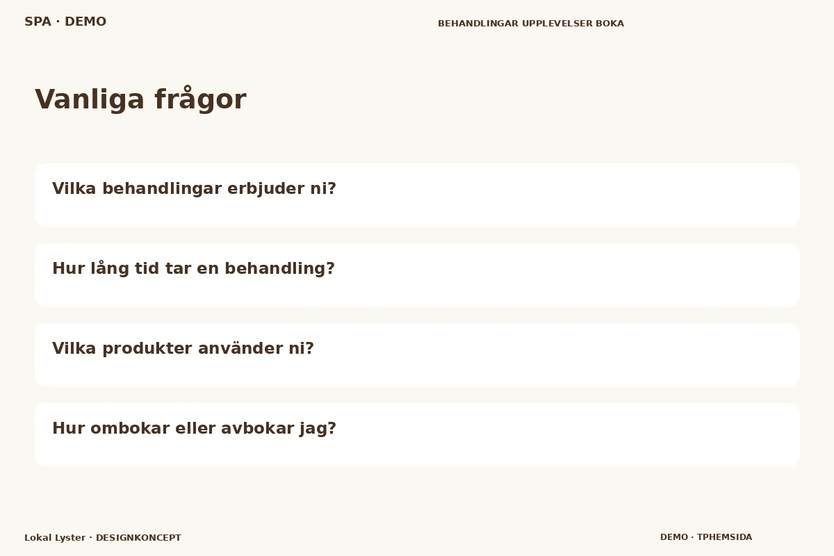 Lokal Lyster – Vanliga frågor för spa
