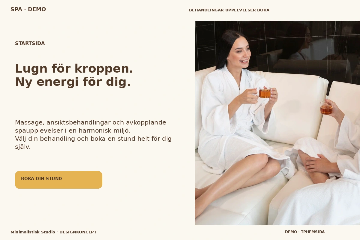 Minimalistisk Studio – Startsida för spa