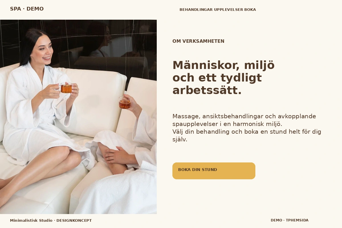 Minimalistisk Studio – Om verksamheten för spa