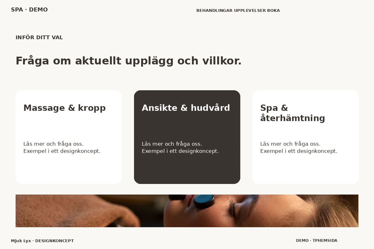 Mjuk Lyx – Alternativ & villkor för spa