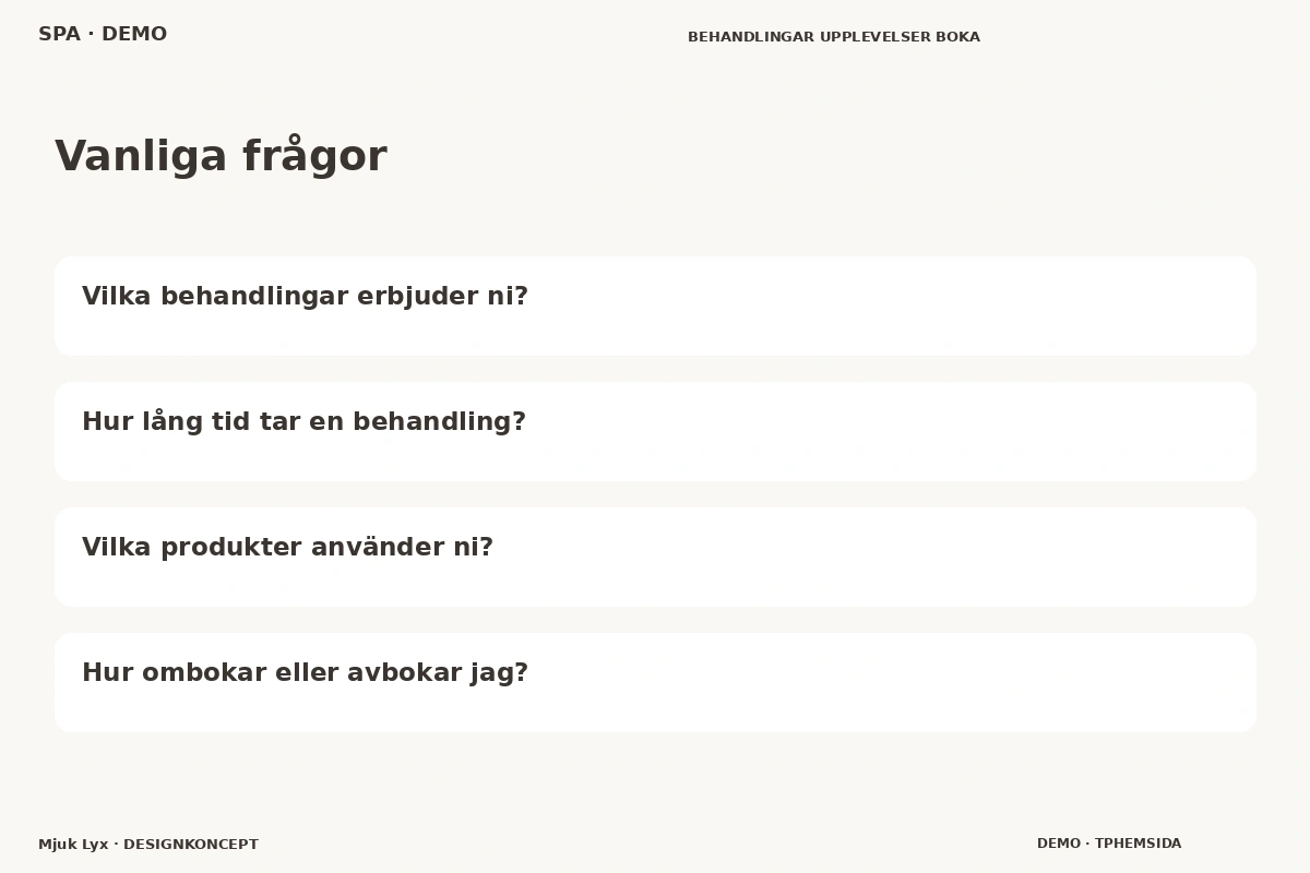 Mjuk Lyx – Vanliga frågor för spa