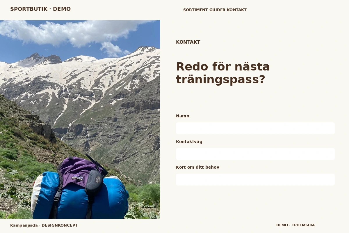 Kampanjsida – Kontakt för sportbutik