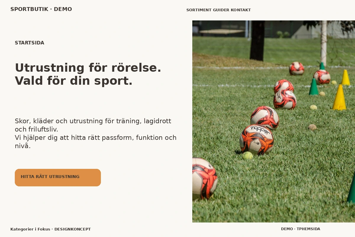 Kategorier i Fokus – Startsida för sportbutik