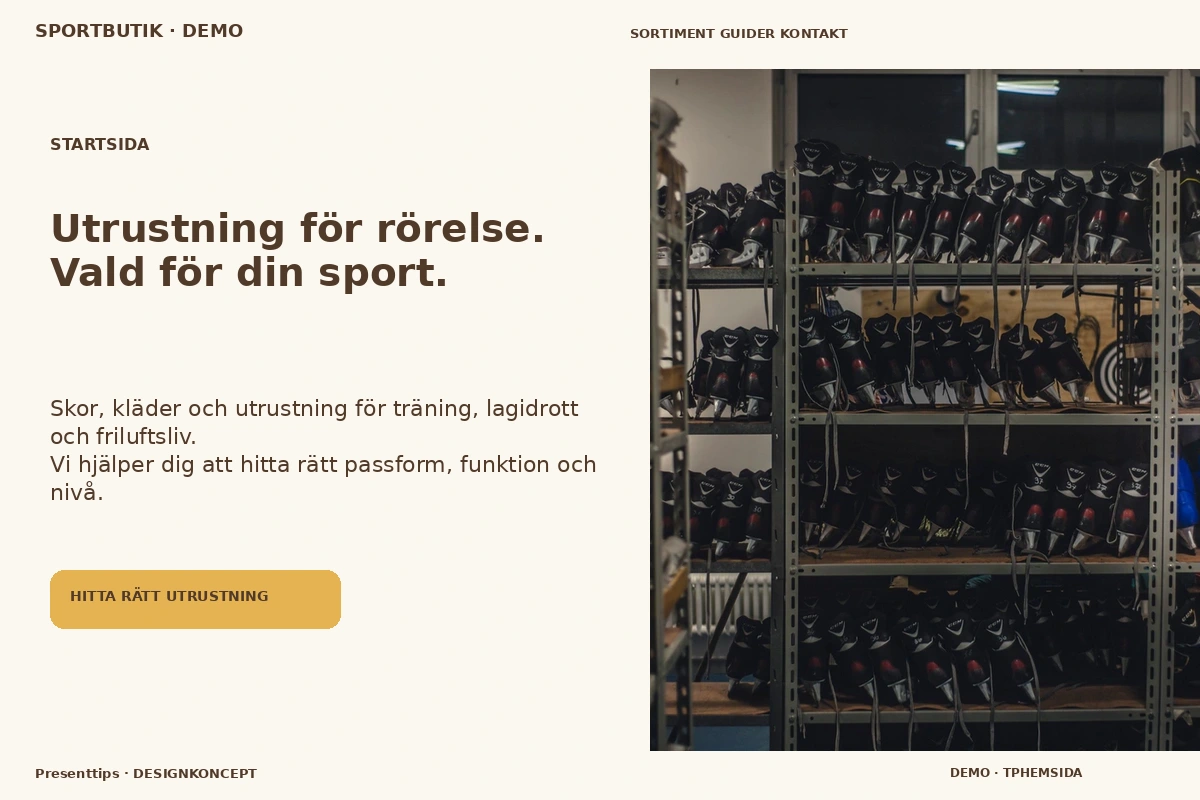 Presenttips – Startsida för sportbutik