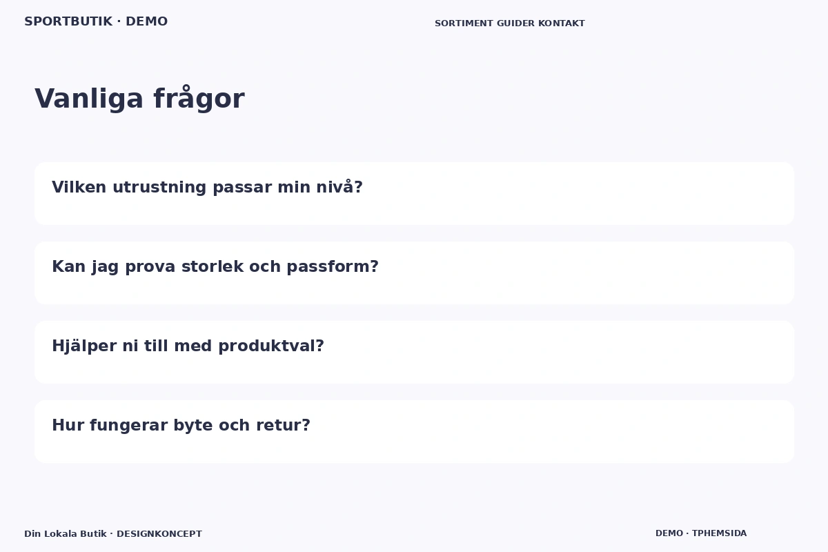 Din Lokala Butik – Vanliga frågor för sportbutik