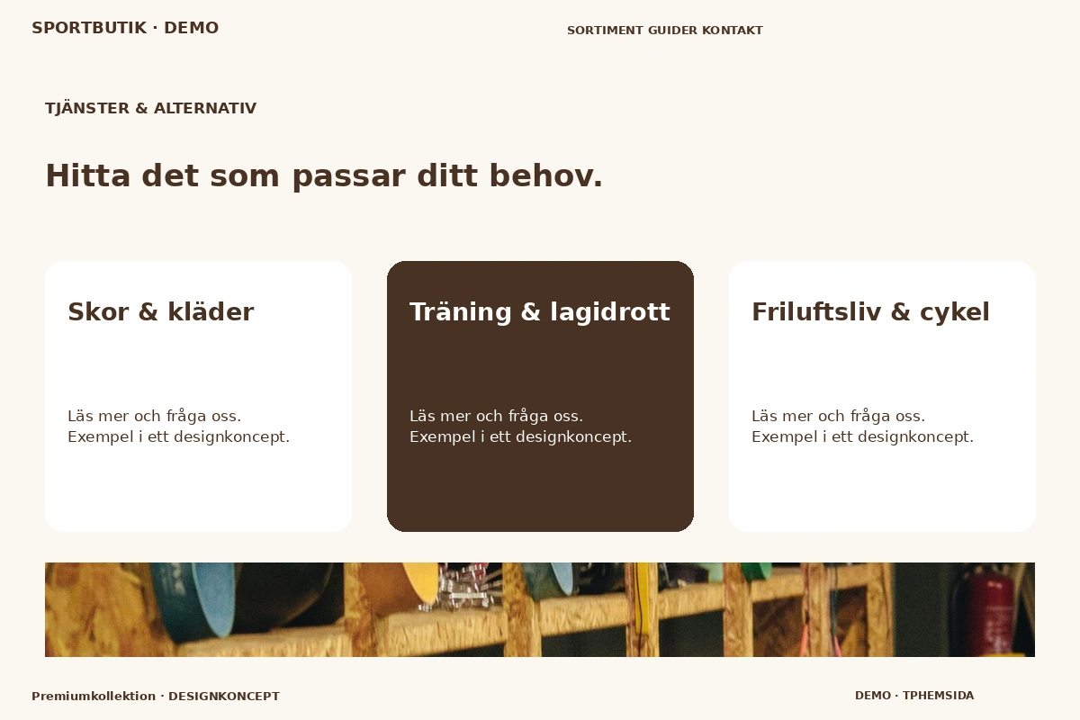 Premiumkollektion – Tjänster & alternativ för sportbutik