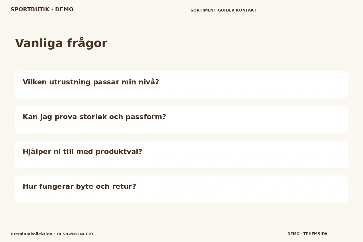 Premiumkollektion – Vanliga frågor för sportbutik