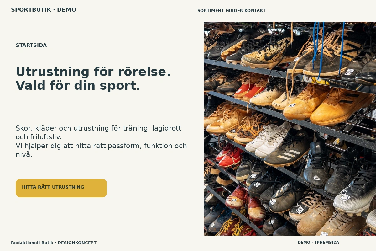 Redaktionell Butik – Startsida för sportbutik