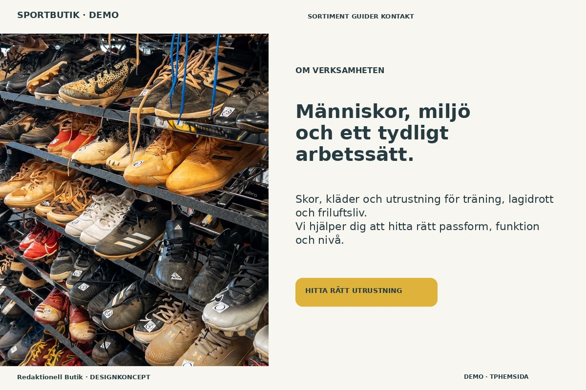 Redaktionell Butik – Om verksamheten för sportbutik