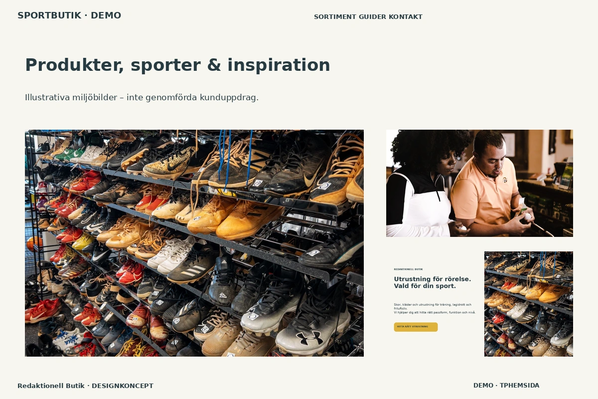 Redaktionell Butik – Produkter, sporter & inspiration för sportbutik