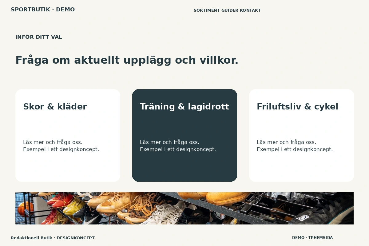 Redaktionell Butik – Alternativ & villkor för sportbutik