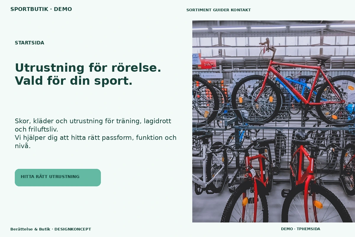 Berättelse & Butik – Startsida för sportbutik