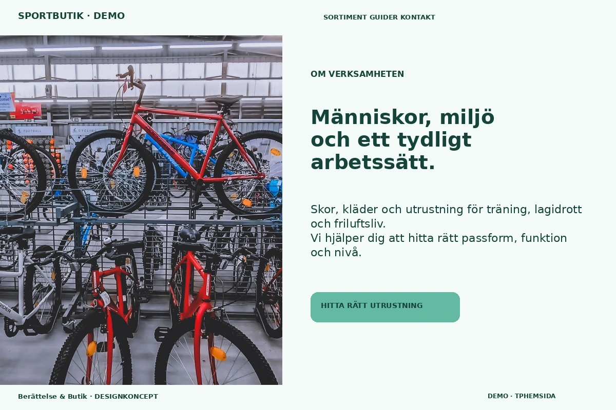 Berättelse & Butik – Om verksamheten för sportbutik