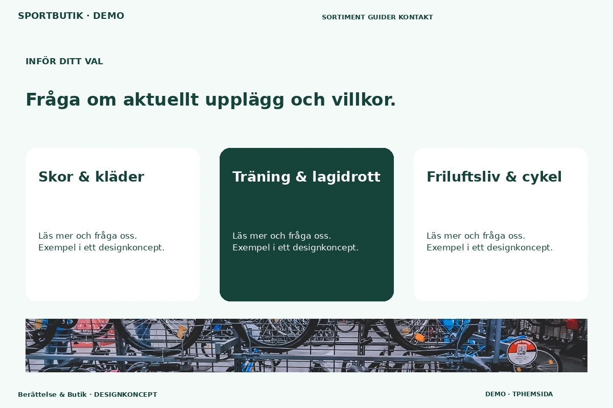Berättelse & Butik – Alternativ & villkor för sportbutik