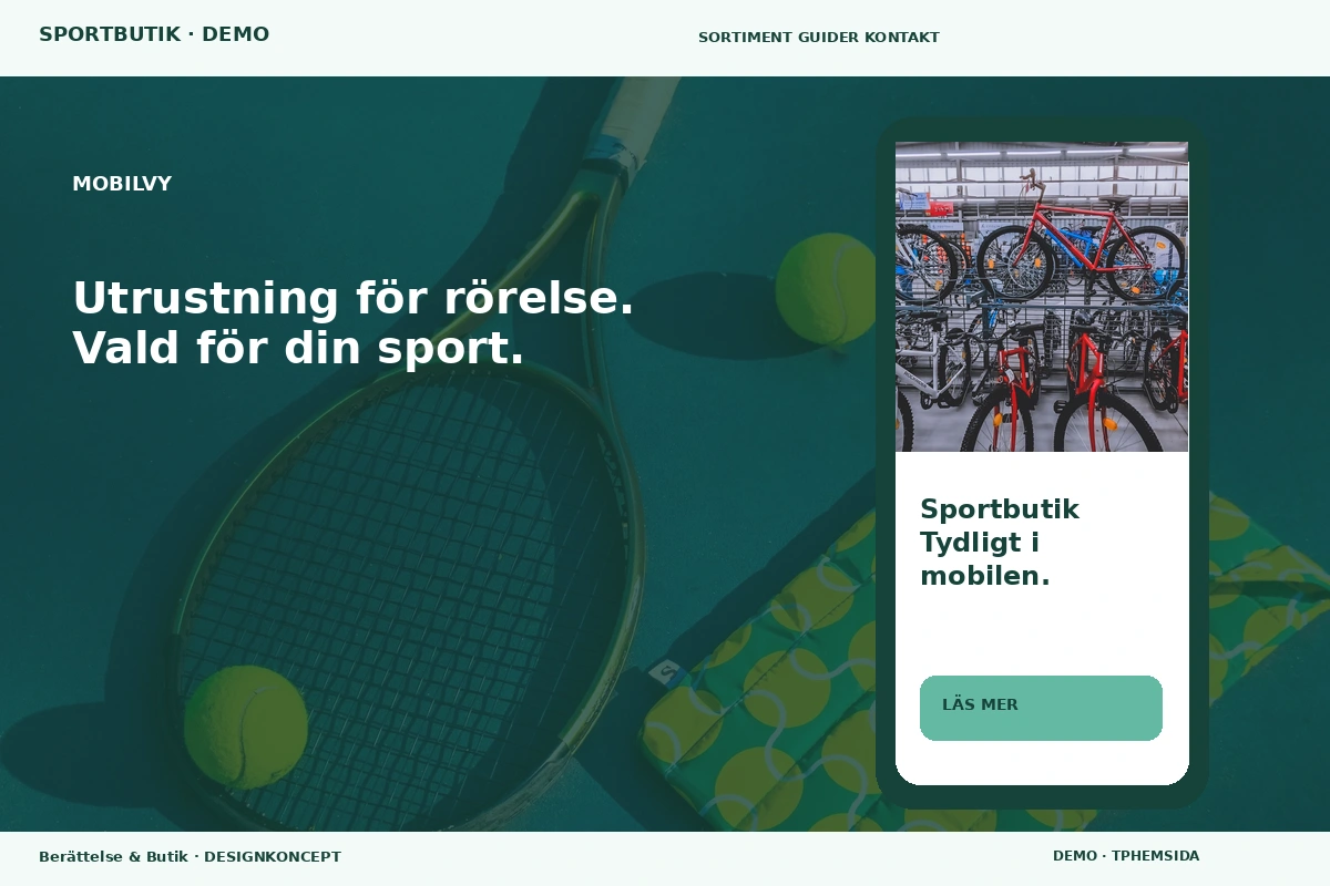 Berättelse & Butik – Mobilvy för sportbutik